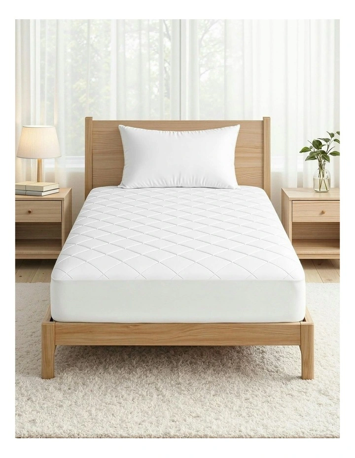 King Single Cotton Mattress Protector in White image 3