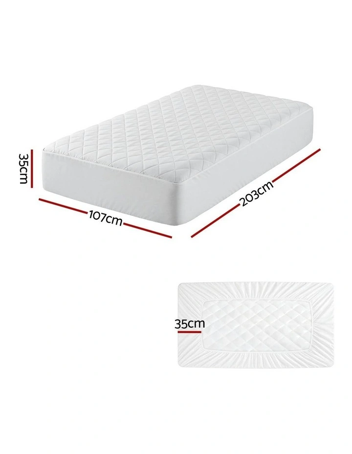 King Single Cotton Mattress Protector in White image 4