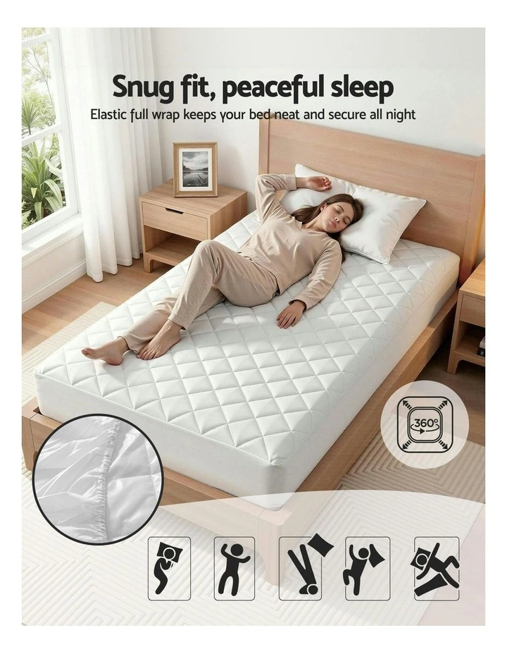 King Single Cotton Mattress Protector in White image 6