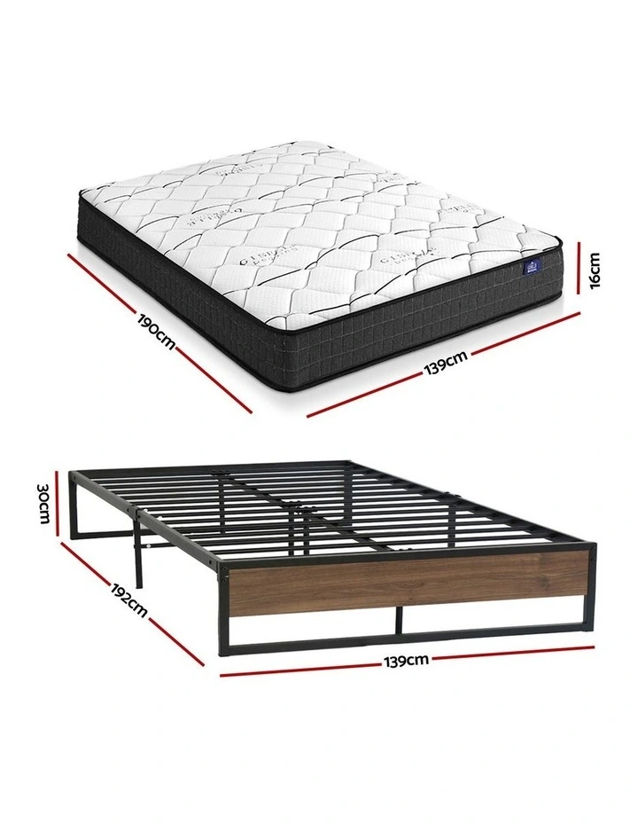 Double Mattress And Metal Bed Frame Set 16cm in Multi image 2