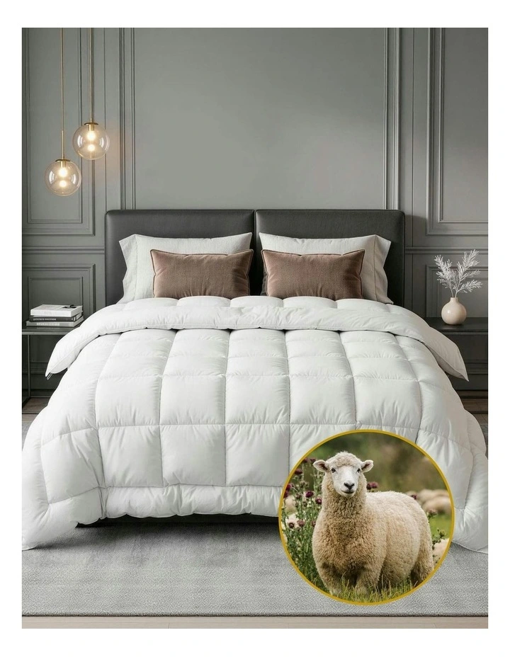 Extra Thick Super King Wool Quilt 800GSM in White image 2