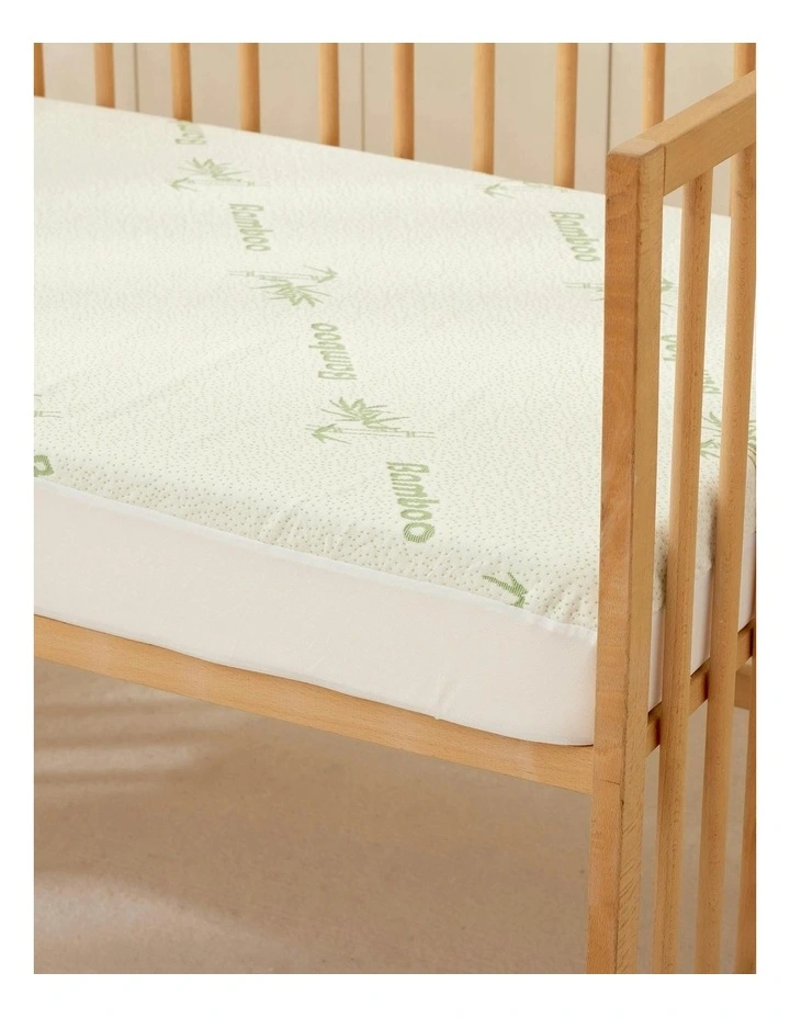 Baby 260gsm Bamboo Knitted Co Sleeper Waterproof Fitted Mattress Protector in Beige image 7