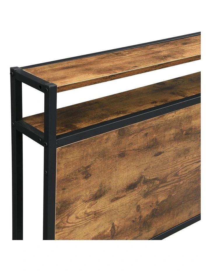 BED01 Queen Metal and Wood Bed Frame in Rustic Dark Brown image 6