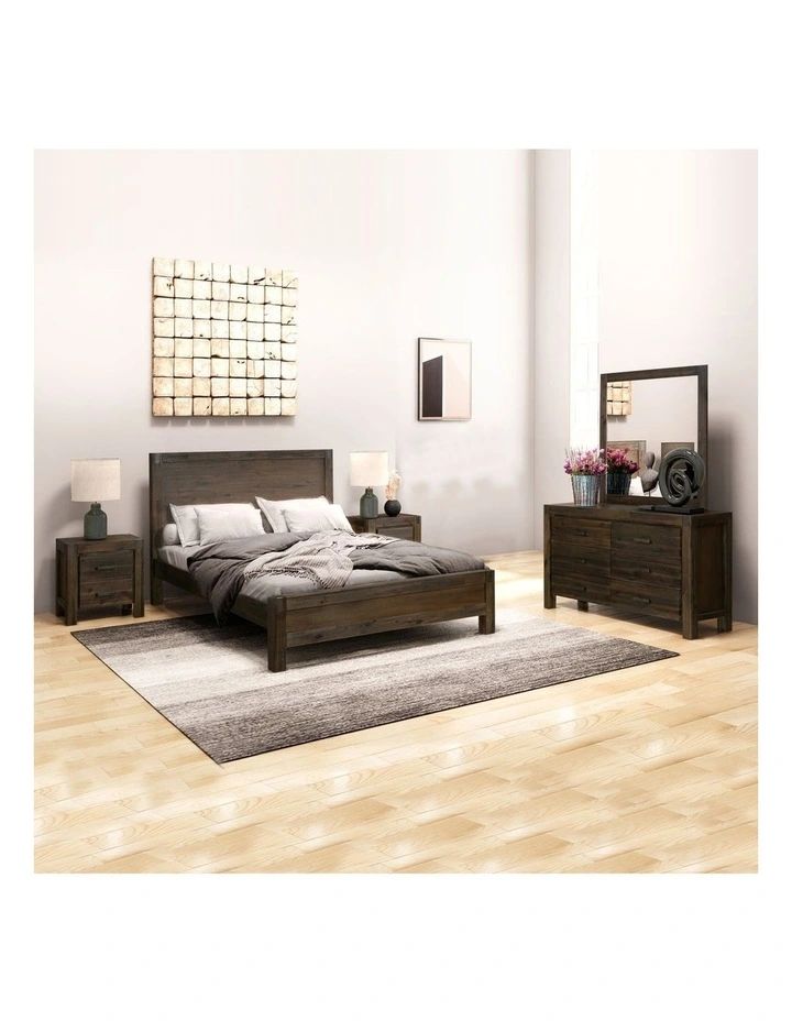 Solid Queen Bedroom Suite 4 Pieces in Chocolate image 2