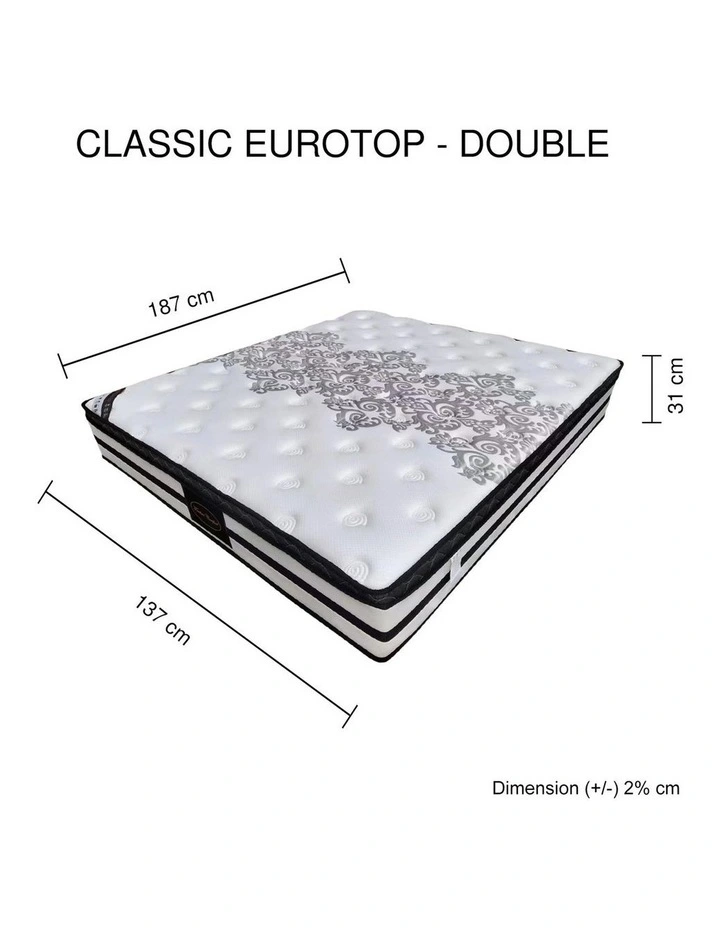 Memory Foam Double Euro Top Mattress in White image 7