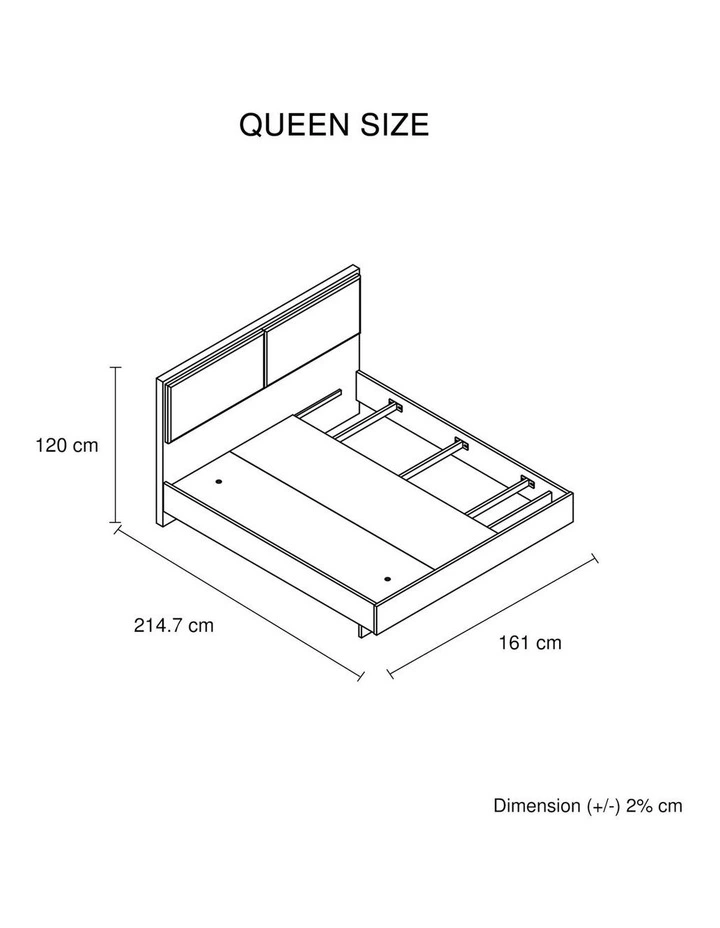 Queen Bed Frame With Melamine Finishing Fabric Upholstered Headboard in Grey image 7