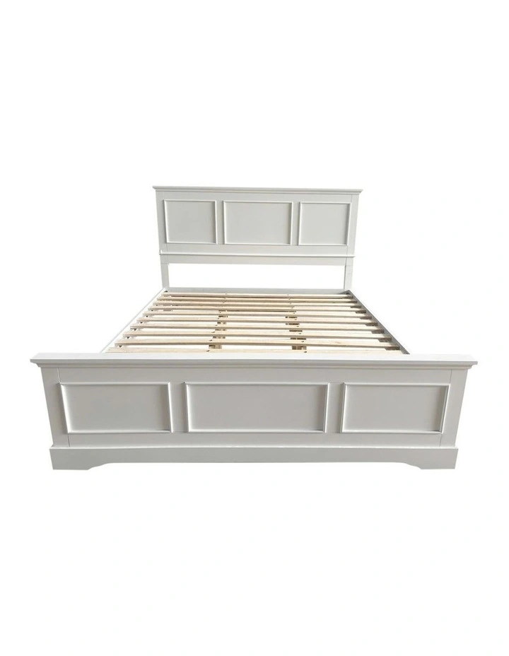 Solid Wood Queen Bed Frame in White image 3