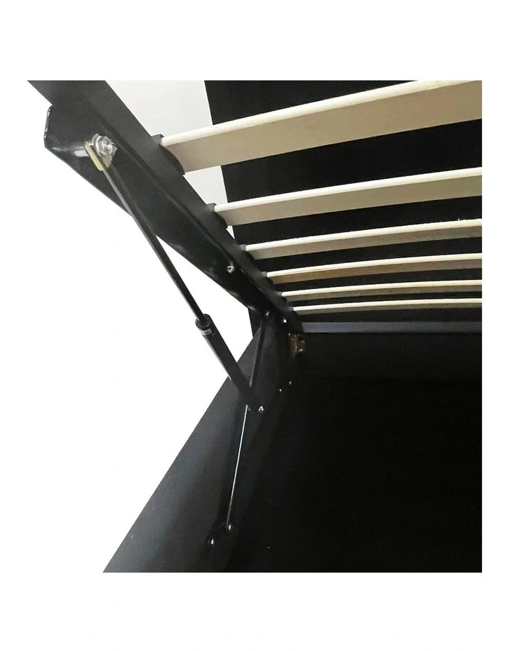 Velvet Fabric Gas Lift Double Bed Frame in Black image 3