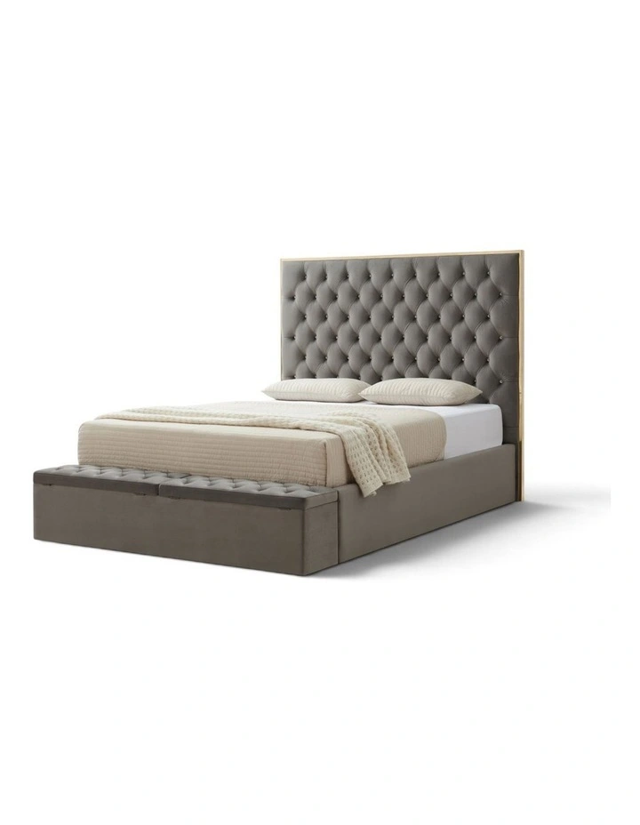 Queen Fabric Bed Frame with Tufted Headboard & Storage image 3