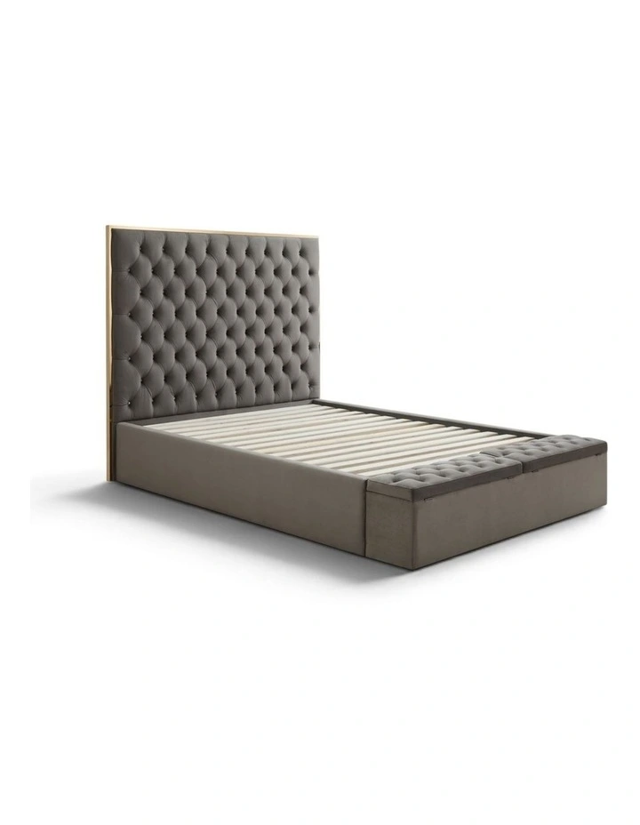 Queen Fabric Bed Frame with Tufted Headboard & Storage image 4