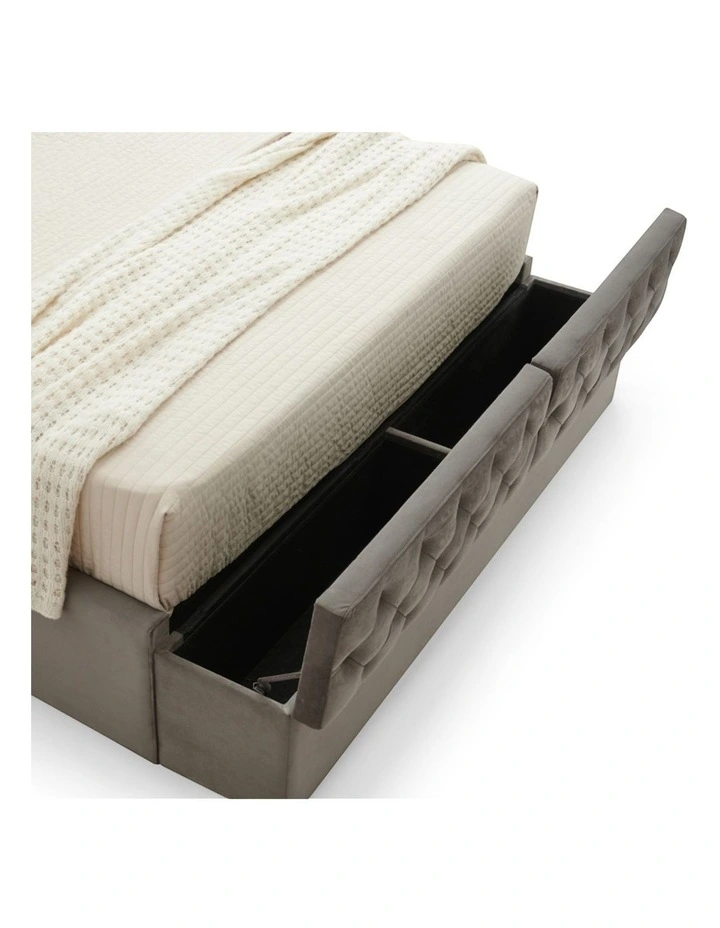 Queen Fabric Bed Frame with Tufted Headboard & Storage image 5