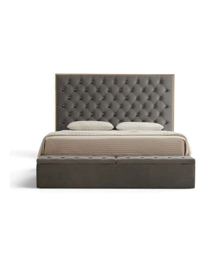 Queen Fabric Bed Frame with Tufted Headboard & Storage image 6