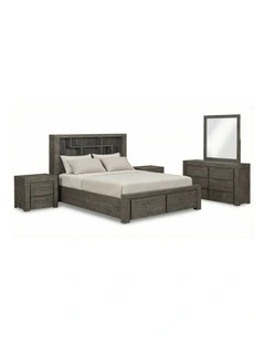 Bedroom Suite Storage Bookend Headboard in Brown