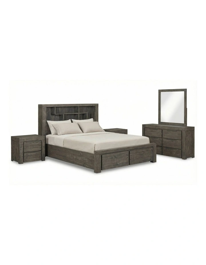 Bedroom Suite Storage Bookend Headboard in Brown image 1