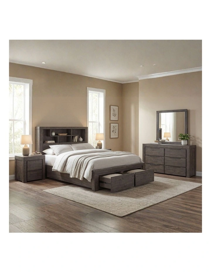 Bedroom Suite Storage Bookend Headboard in Brown image 2