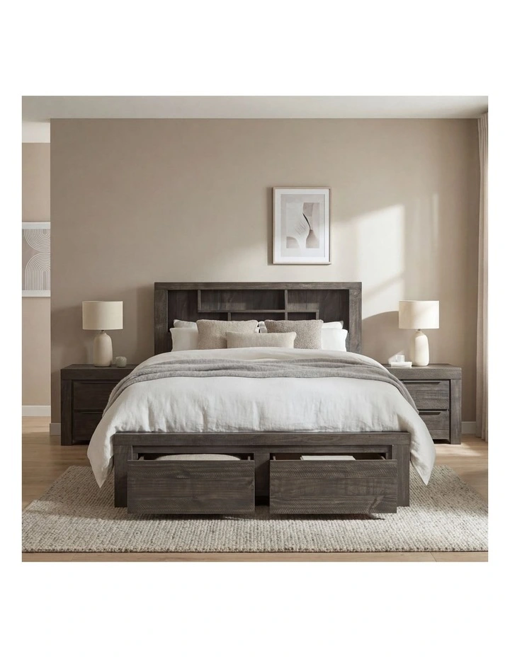 Bedroom Suite Storage Bookend Headboard in Brown image 3