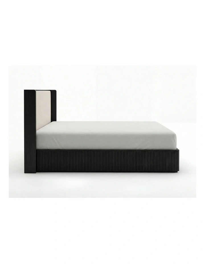 Queen Bed Frame With Fabric Upholstered Headboard in Black image 3