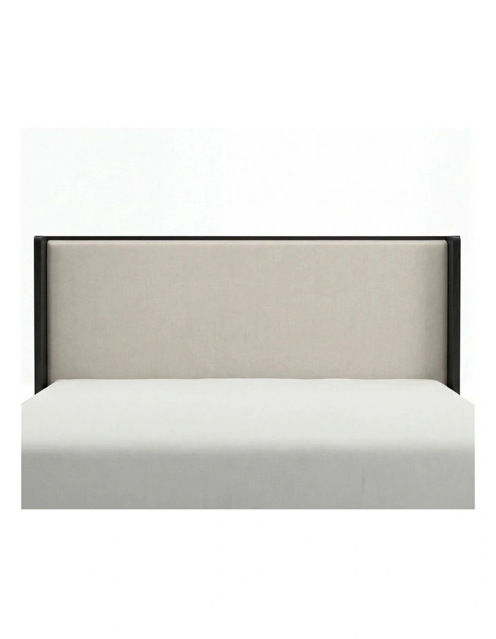 Queen Bed Frame With Fabric Upholstered Headboard in Black image 5