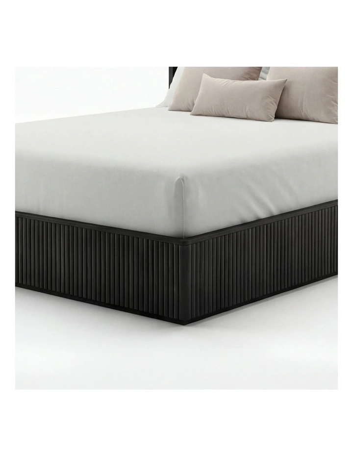Queen Bed Frame With Fabric Upholstered Headboard in Black image 6