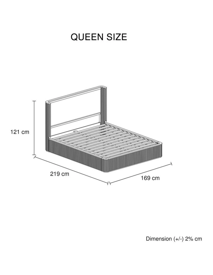 Queen Bed Frame With Fabric Upholstered Headboard in Black image 7