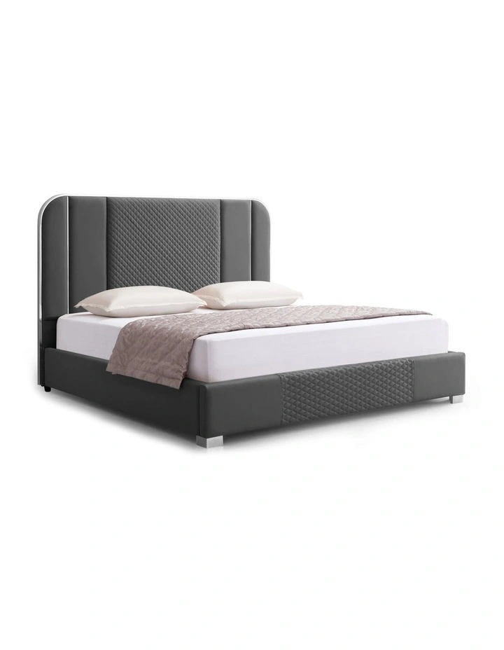 Air Leather Queen Bed Frame in Black image 1