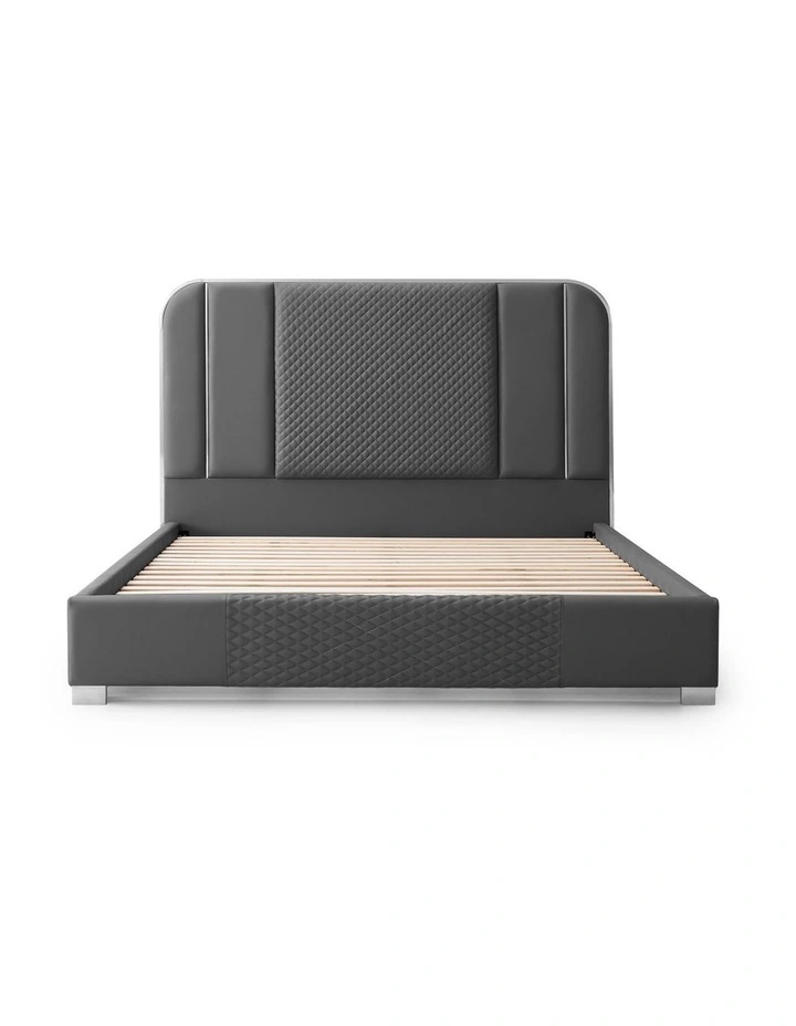 Air Leather Queen Bed Frame in Black image 3