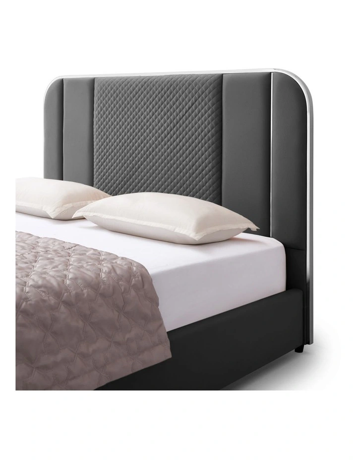Air Leather Queen Bed Frame in Black image 4