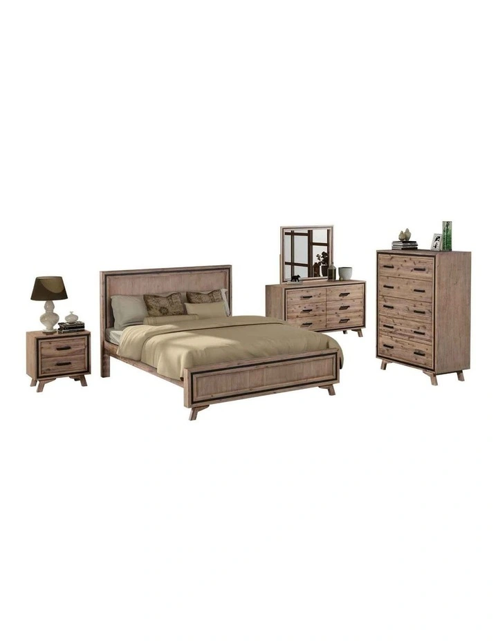 Bedroom Suite Solid Acacia King 5 Piece in Brown image 1