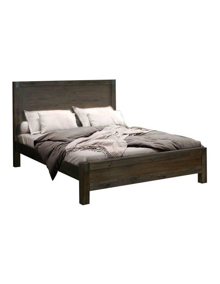 Double Solid Acacia Bed Frame in Chocolate image 1
