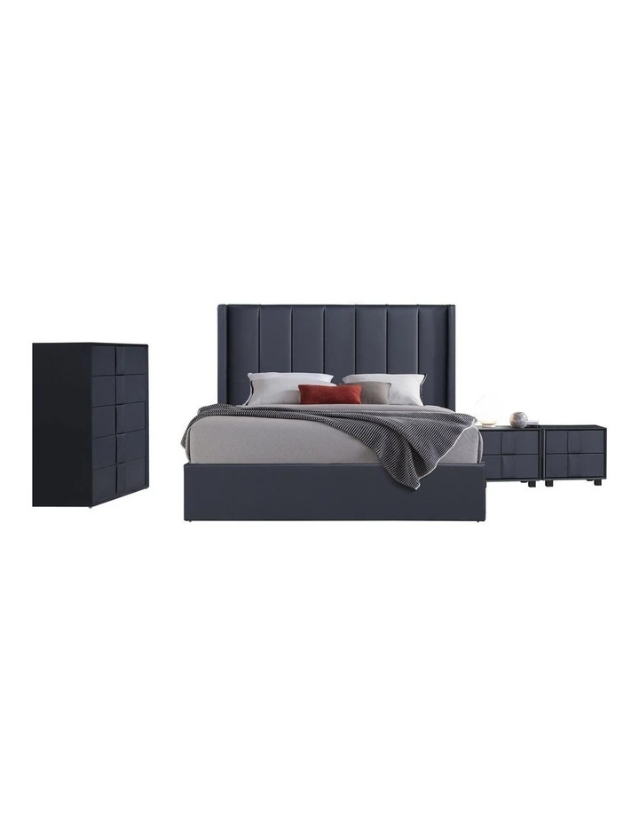 Gas Lift Bedroom Suite MDF Fabric in Black image 1