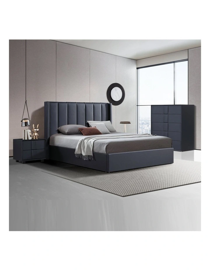 Gas Lift Bedroom Suite MDF Fabric in Black image 2