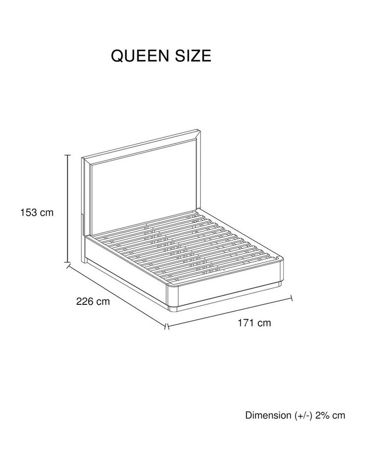 Solid Rubber Wood Queen Bed With Fabric Headboard in Brown image 7
