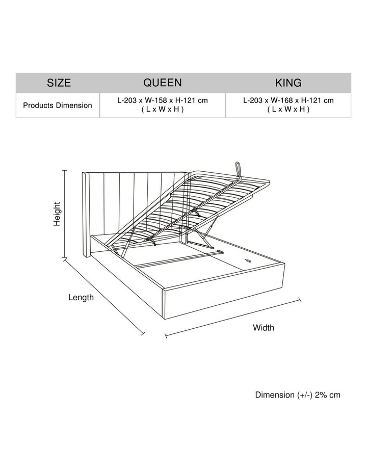 Gas Lift King Bed Frame MDF in Black image 5