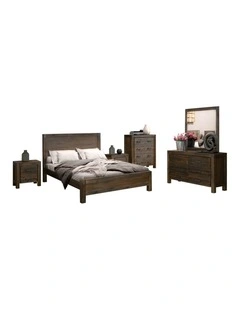 Solid Queen Bedroom Suite 5 Piece in Chocolate