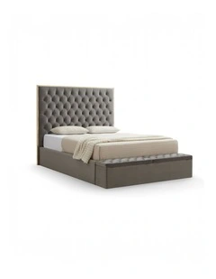 King Storage Bed Frame with Fabric Upholstery & Tufted Headboard