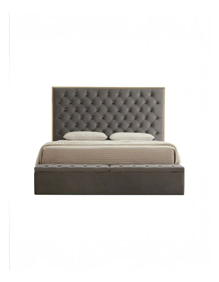 King Storage Bed Frame with Fabric Upholstery & Tufted Headboard image 3