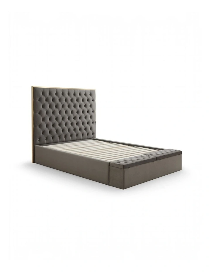 King Storage Bed Frame with Fabric Upholstery & Tufted Headboard image 4
