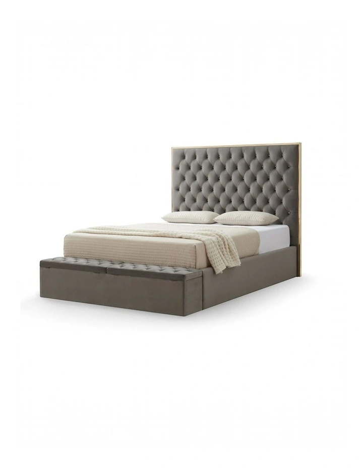 King Storage Bed Frame with Fabric Upholstery & Tufted Headboard image 5