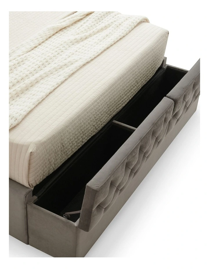 King Storage Bed Frame with Fabric Upholstery & Tufted Headboard image 7