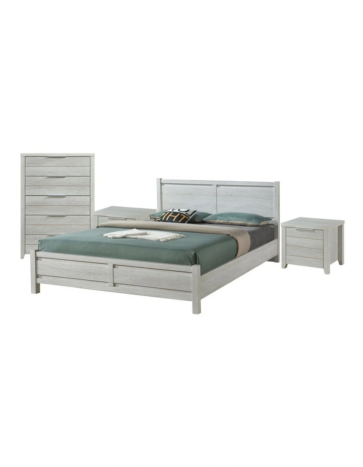 Bedroom Suite Structure Bed Frame Set Queen in White Ash image 1