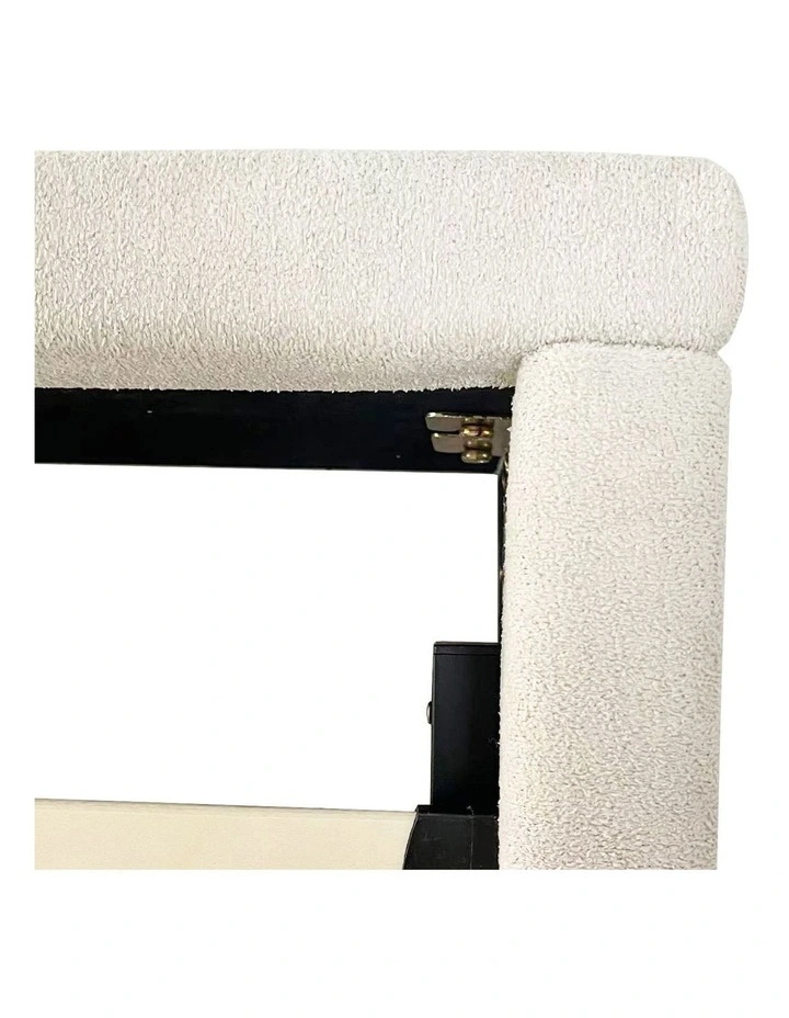MDF Fabric With Drawers Queen Bed Frame in Beige image 4