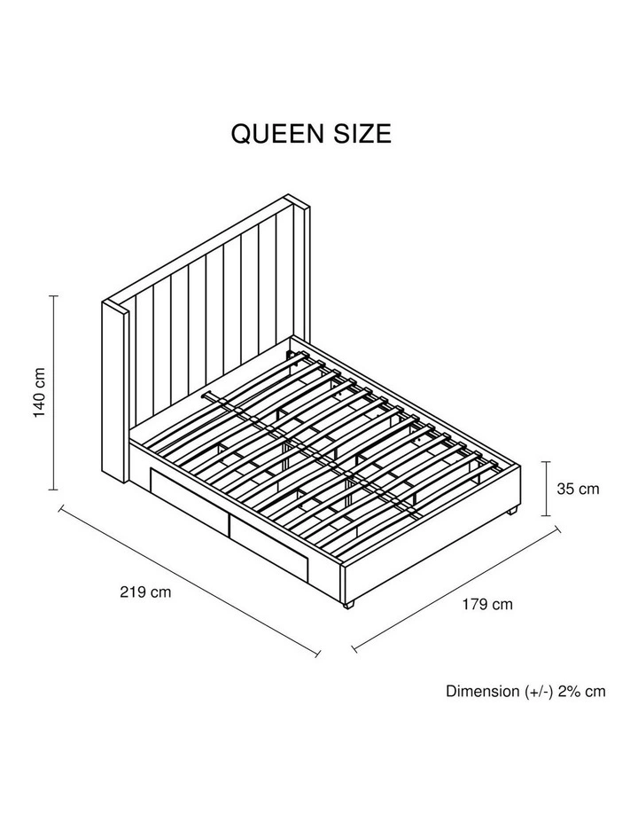 MDF Fabric With Drawers Queen Bed Frame in Beige image 7