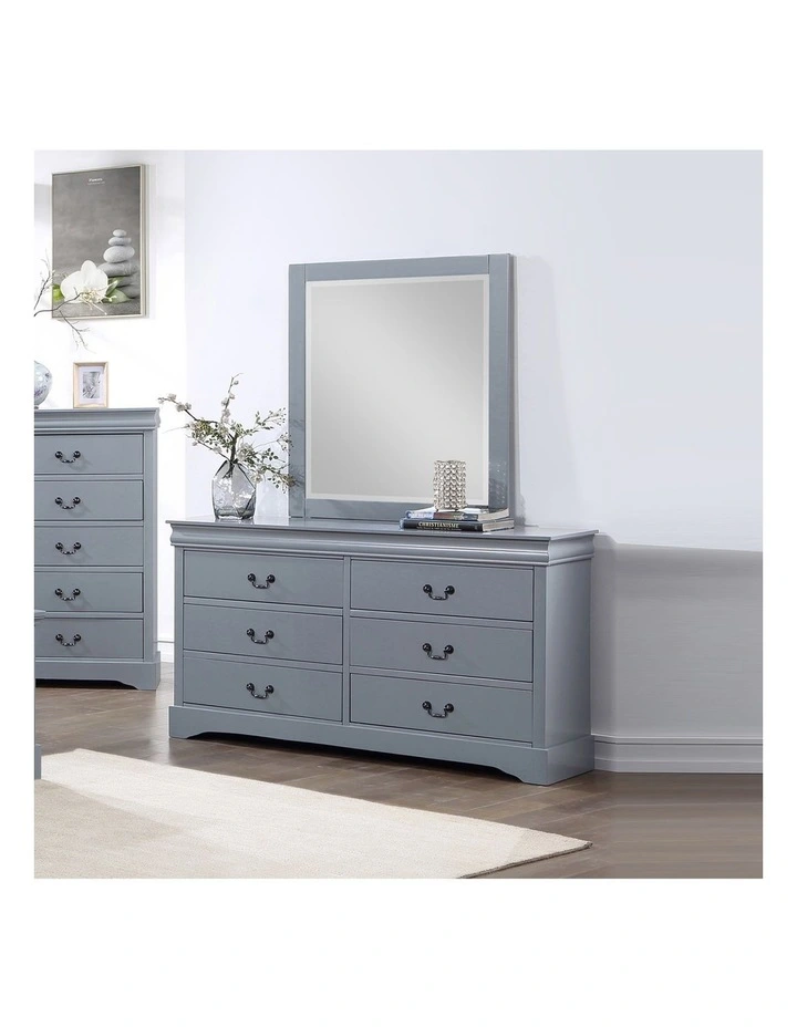 MDF Solid King Bedroom Suite Set Of 5 Pieces in Grey image 7