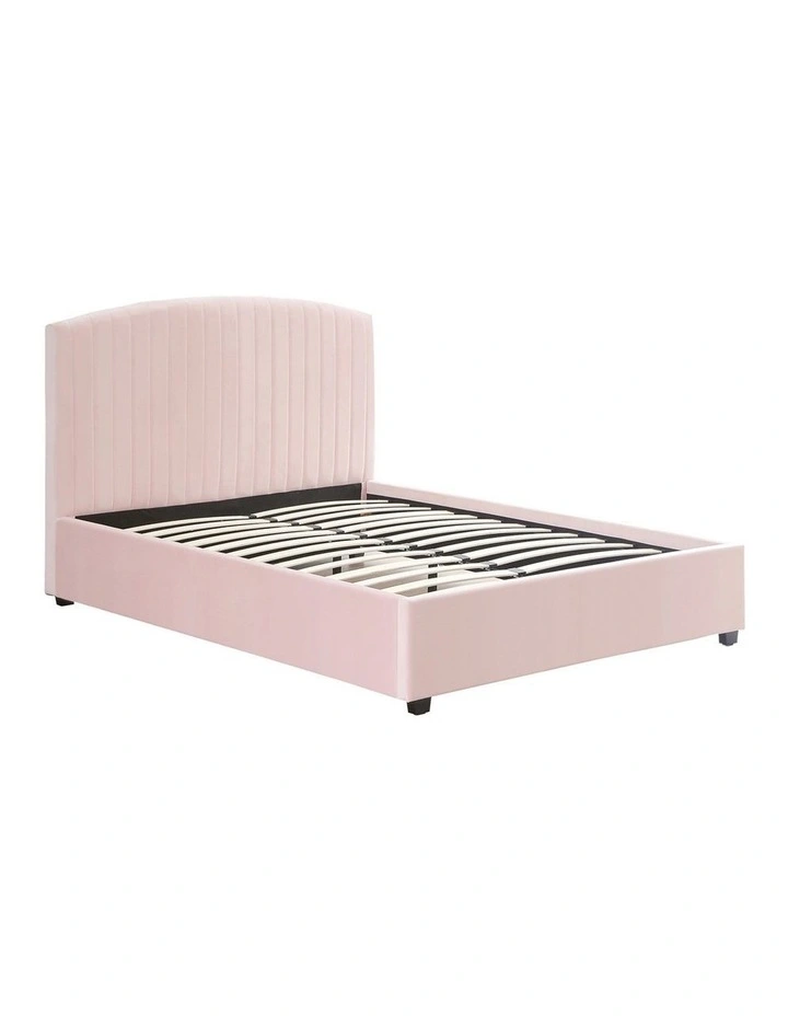 Velvet Fabric Double Bed Frame in Pink image 1