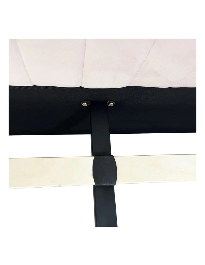 Velvet Fabric Double Bed Frame in Pink image 4