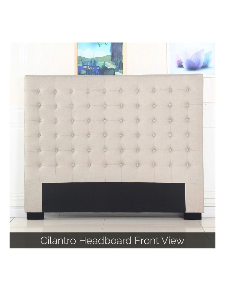 Linen Fabric Double Bed Headboard in Beige image 2