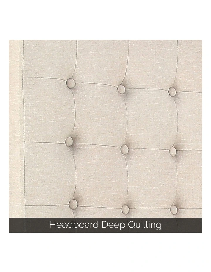 Linen Fabric Double Bed Headboard in Beige image 3