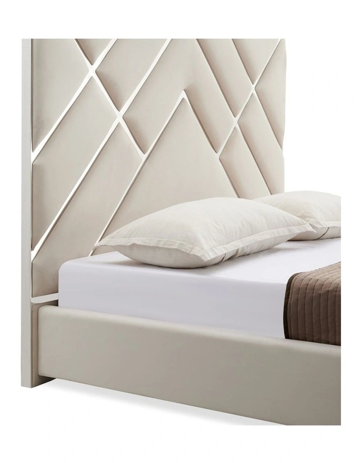 Fabric King Bed Frame in Beige image 4