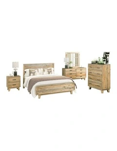 Solid King Bedroom Suite 5 Pieces in Light Brown