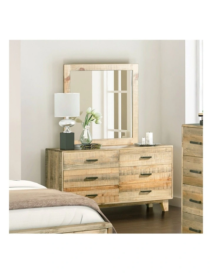 Solid King Bedroom Suite 5 Pieces in Light Brown image 6